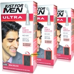 3x Just For Men Ultra Easy Comb In Autostop A55 Real Black Hair Colour Dye