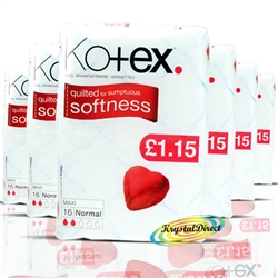 6x Kotex Maxi 16 Normal Quilted Soft Sanitary Protection Pads