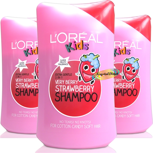 3x L'Oreal Kids VERY BERRY STAWBERRY Shampoo 250ml