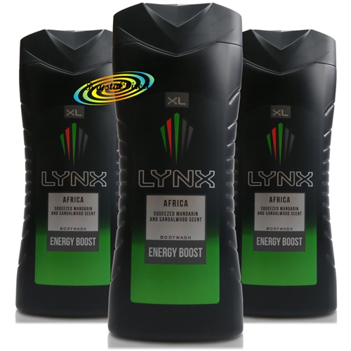 3x Lynx Africa XL Refreshing Men Body Bath Shower Gel 400ml