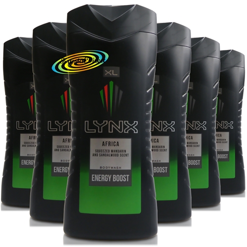 6x Lynx Africa XL Refreshing Men Body Bath Shower Gel 400ml