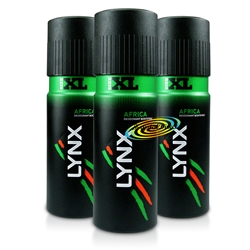 3x Lynx Men Africa XL Body Spray Aerosol Deodorant 200ml