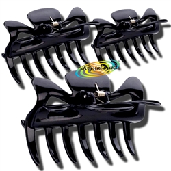 3x Manicare Hair Accessory Hairdressing Plastic Claw Clamp Clips BLACK