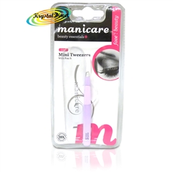Manicare Mini Tweezers LILAC Stainless Steel Eye Brow Hair Remover With Pouch