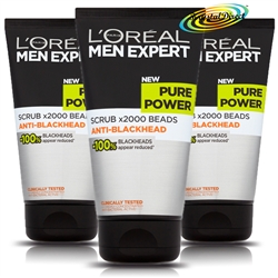 3x Loreal Men Expert Pure Power Scrub Anti Blackhead 150ml