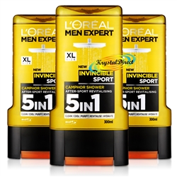 3x L'Oreal Men Expert Invincible Sport Camphor Shower Gel 300ml