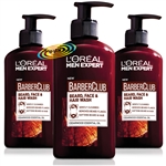 3x Loreal Men Expert Barber Club Beard Face & Hair Wash 200ml