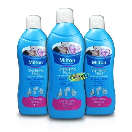 3x Milton Sterilising Fluid For Baby & Home 1L