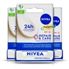 3x Nivea Repair & Care Lip Balm For Sensitive Skin With SPF15 4.8g