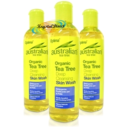 3x Optima Australian Organic Tea Tree Deep Cleansing Skin Wash 250ml