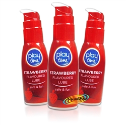 3x PlayTime Strawberry Stimulating Lube Water Based Intimate Lubricant 75ml Discreet Packaging