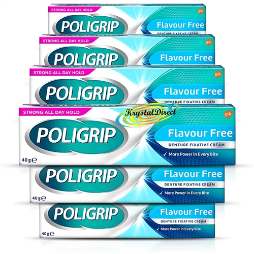 6x Poligrip Flavour Free Denture Fixative Cream