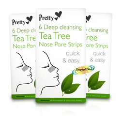 3x Pretty Deep Cleansing Tea Tree Nose Pore Strip Blackhead Removal Unclog Pores