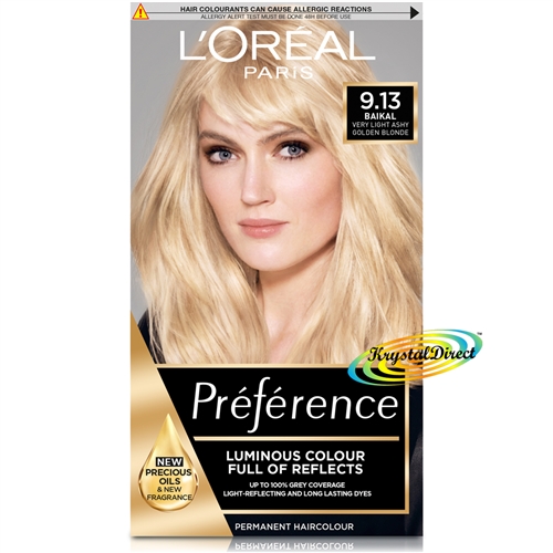 Loreal Preference BAIKAL 9.13 Very Light Ashy Golden Blonde Hair Colour Dye