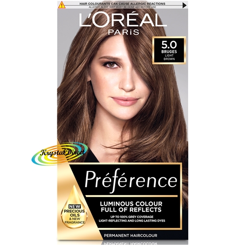 Loreal Preference Bruges 5.0 LIGHT BROWN Permanent Hair Colour Dye