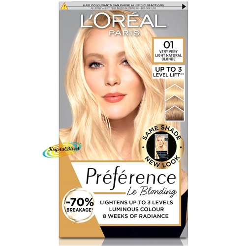 Loreal Preference 01 Prague VERY VERY LIGHT NATURAL BLONDE Hair Colour Dye