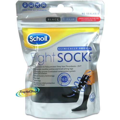 Scholl Flight Socks Black 1 Pair - UK 6-9, EU 40-44