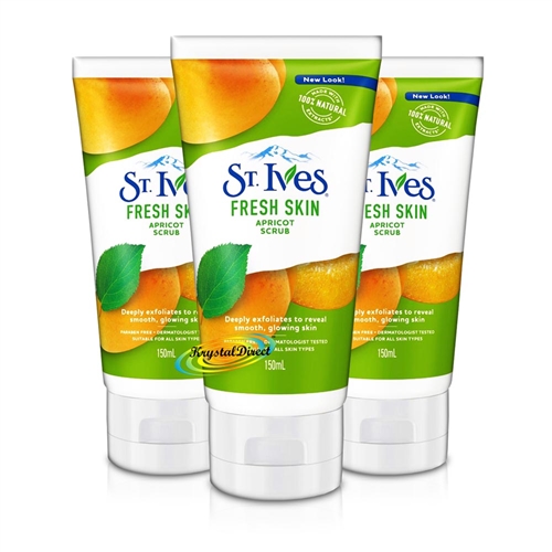 3x St.Ives Fresh Skin Natural Deep Exfoliating Apricot Face Scrub 150ml Oil Free