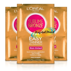3x L'Oreal Sublime Bronze Easy Non Tinted Self Tanning Body & Face Wipes 2x5,6ml