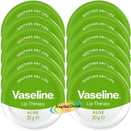 12x Vaseline Lip Balm Therapy Petroleum Jelly With Aloe Vera 20g Travel Size Pot