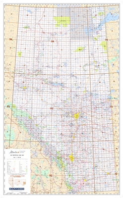 Alberta NTS Provincial Base Wall Map 1:1,000,000. This NTS version also shows the National Topographic Survey grid, so that you can easily identify the locations of the 1:250,000 and 1:50,000 base maps at a glance. This map also shows show primary and sec