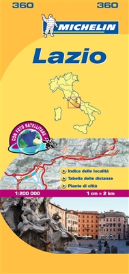 Lazio Italy local road and travel map. The MICHELIN Lazio local map, scale 1:200,000 is the ideal companion to fully explore this Italian region and provides star-rated Michelin tourist itineraries and attractions, as well as impressive 3D relief mapping.