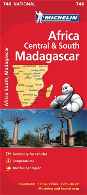 Central & Southern Africa Travel & Road Map. This map covers the countries of Cameroon, Central African Republic, Ethiopia, Congo, Uganda, Kenya, Gabon, Rwanda, Burundi, Tanzania, Angola, Zambia, Malawi, Namibia, Zimbabwe, Madagascar, Botswana, South Afri