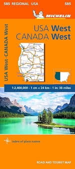 585 North America - Western Canada and Western USA road map. MICHELIN Western USA, Western Canada Regional Map scale 1:2,400,000 will provide you with an extensive coverage of primary, secondary and scenic routes for this region. In addition to Michelin's