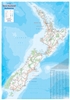 New Zealand - Large Wall Map. This map is very detailed and includes an index for towns and places. Shows both the north and south islands.  Includes a mileage chart and place names. Nice coloring with a decorative border. With a population of only 5 mill