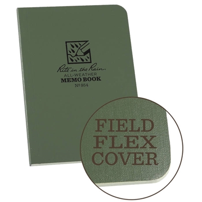 Waterproof and Tearproof Memo Book Green 3" x 5". Field-Flex is our most flexible cover material. The paper-based stock is tough enough to withstand the harshest and wettest conditions yet can be torn like heavy paper. As it is paper based, it can be recy