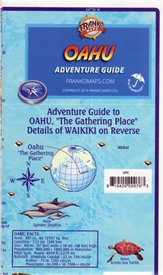 Oahu Hawaii Guide - waterproof map. This guide to Oahu is printed on durable waterproof paper. Includes information of both coastal and inland activities on the island such as historical sites, golf courses, surfing, and campgrounds. Detailed insets of Ho