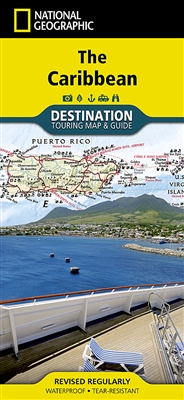 National Geographic Caribbean Destination Map. The front side of the map details the eastern Caribbean and includes beautiful photographs and helpful information on each of the island destinations. The Dominican Republic, Haiti, Puerto Rico, Trinidad and