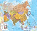 Asia Regional Large Wall Map. This political wall map of Asia features countries marked in different colors, with international borders clearly shown. Shows countries including China, India, Russia, Japan, Mongolia, Vietnam, Thailand and many more. Also s