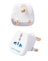 Universal Grounded adapter to be used with converters and 2 or 3 pin dual voltage appliances. For use in South Africa and parts of India.