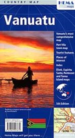 Vanuatu Travel Map. This map has nice detail on the main map that shows all of the islands. There are insets of Efate, Tanna, Pentecost and Espiritu Santo, that offer even greater detail. Included is an index of the towns on each island. Vanatu is one of