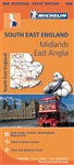 SE England - The Midlands & East Anglia travel road map. MICHELIN South East England, The Midlands, East Anglia Regional Map scale 1:400,000 will provide you with an extensive coverage of primary, secondary and scenic routes for this region. In addition t
