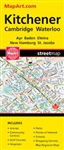 Kitchener Cambridge Waterloo ONTARIO road map. Detailed road map of Kitchener showing transportation, recreation, commercial, service, culture, boundary, education, water and land designations. Includes Cambridge, Waterloo, Ayr, Baden, Elmira, New Hamburg