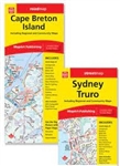 Cape Breton & Sydney Nova Scotia travel road map. Cape Breton Island and Sydney Truro are included on the same foldout map. Includes Cape Breton Island communities of Baddeck, Dominion, Glace Bay, Louisburg, New Waterford, North Sydney, Port Hawkesbury, S