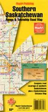 Southern Saskatchewan road map with grid roads. This is an easy to read map with lots of detail and complete road coverage of southern Saskatchewan. It also includes township and range roads plus a distance map between urban places.