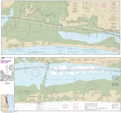 NOAA Chart 11306. Nautical Chart of Intracoastal Waterway Laguna Madre Middle Ground to Chubby Island - Gulf of Mexico. NOAA charts portray water depths, coastlines, dangers, aids to navigation, landmarks, bottom characteristics and other features, as wel