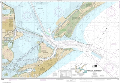 NOAA Chart 11324. Nautical Chart of Galveston Bay Entrance Galveston and Texas City Harbors - Gulf Coast. NOAA charts portray water depths, coastlines, dangers, aids to navigation, landmarks, bottom characteristics and other features, as well as regulator