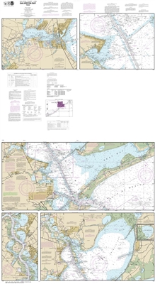 NOAA Chart 11326. Nautical Chart of Galveston Bay - Gulf Coast. NOAA charts portray water depths, coastlines, dangers, aids to navigation, landmarks, bottom characteristics and other features, as well as regulatory, tide, and other information. They conta