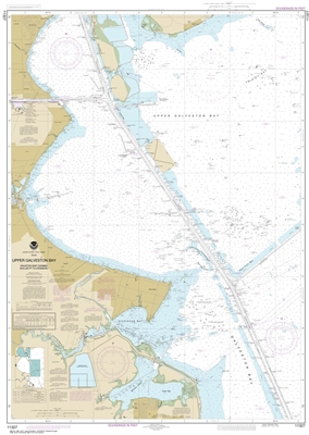 NOAA Chart 11327. Nautical Chart of Upper Galveston Bay - Houston Ship Channel - Dollar Point to Atkinson - Gulf Coast. NOAA charts portray water depths, coastlines, dangers, aids to navigation, landmarks, bottom characteristics and other features, as wel