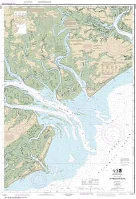 NOAA Chart 11517. Nautical Chart of St Helena Sound - East Coast USA. NOAA charts portray water depths, coastlines, dangers, aids to navigation, landmarks, bottom characteristics and other features, as well as regulatory, tide, and other information. They