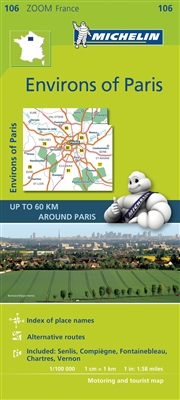 Paris & Vicinity France Travel Map. The MICHELIN zoom map Environs of Paris is the ideal travel companion to fully explore Paris and its surrounding areas, thanks to its easy-to-use format and its scale of 1:100,000. In addition to Michelin's clear and ac