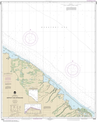 NOAA Chart 16042. Nautical Chart of Griffin Point and approaches. NOAA charts portray water depths, coastlines, dangers, aids to navigation, landmarks, bottom characteristics and other features, as well as regulatory, tide, and other information. They con