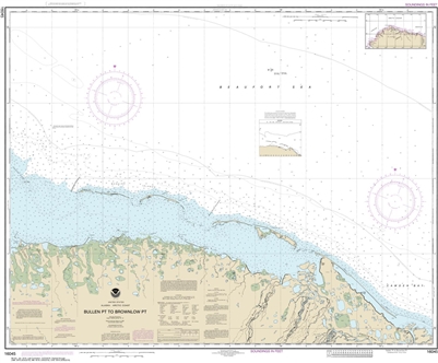 NOAA Chart 16045. Nautical Chart of Bullen Point to Brownlow Point. NOAA charts portray water depths, coastlines, dangers, aids to navigation, landmarks, bottom characteristics and other features, as well as regulatory, tide, and other information. They c