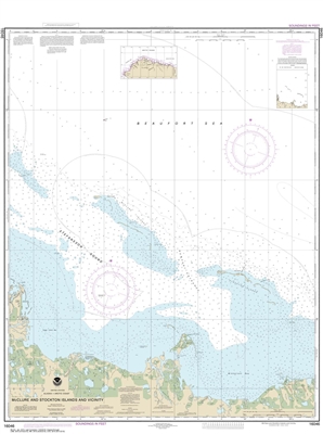 NOAA Chart 16046. Nautical Chart of McClure and Stockton Islands and vicinity. NOAA charts portray water depths, coastlines, dangers, aids to navigation, landmarks, bottom characteristics and other features, as well as regulatory, tide, and other informat