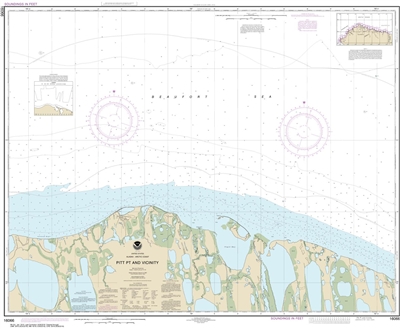 NOAA Chart 16066. Nautical Chart of Pitt Point and vicinity. NOAA charts portray water depths, coastlines, dangers, aids to navigation, landmarks, bottom characteristics and other features, as well as regulatory, tide, and other information. They contain
