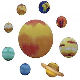 Inflatable Solar System - 10 Piece Planet Set. This set of inflatable globes is a great learning tool and resource. Includes the planets in our Solar System including the Sun, Mercury, Venus, Earth, Mars, Jupiter, Saturn, Uranus, Neptune and the disputed